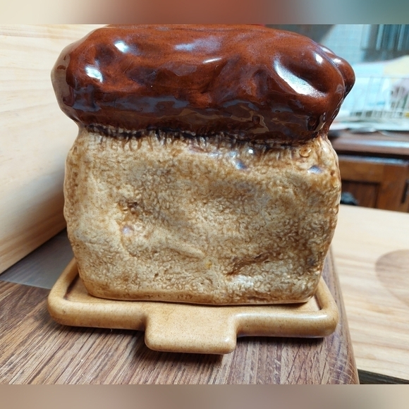 Glazed Ceramic Bread-Loaf Shaped Container - Picture 4 of 11
